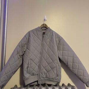 SPIRE Quilted Bomber Jacket Gray Full Zip Puffer Size 2XL Cold Weather Basics